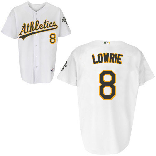 Jed Lowrie #8 Youth Baseball Jersey-Oakland Athletics Authentic Home White Cool Base MLB Jersey